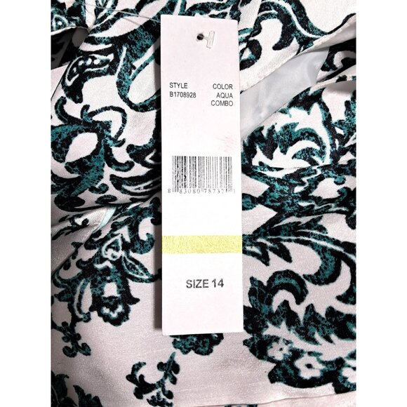 Chetta B Dress Womens Size 14 Ombre Aqua Floral Print Sleeveless NWT - Picture 12 of 14